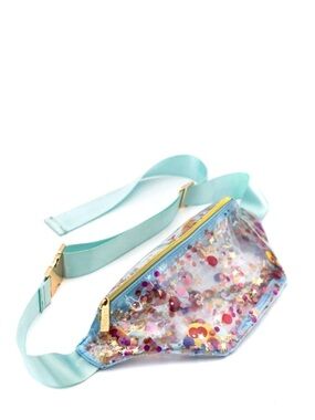 Clear Vinyl Confetti-Filled Fanny Pack Belt Bag (NWT)